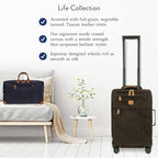 Bric's LIFE TROPEA 21-Inch Carry On Spinner - Luxury Luggage With Spinner Wheels - Away Luggage and Lightweight Carry on Suitcases with Wheels - Faux Suede - Olive