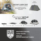 CORE Instant Cabin Tents | 6 Person / 9 Person / 10 Person / 12 Person Family Cabin Multi Room Pop Up Tents Car Camping | Included Storage Pockets for Camping Accessories