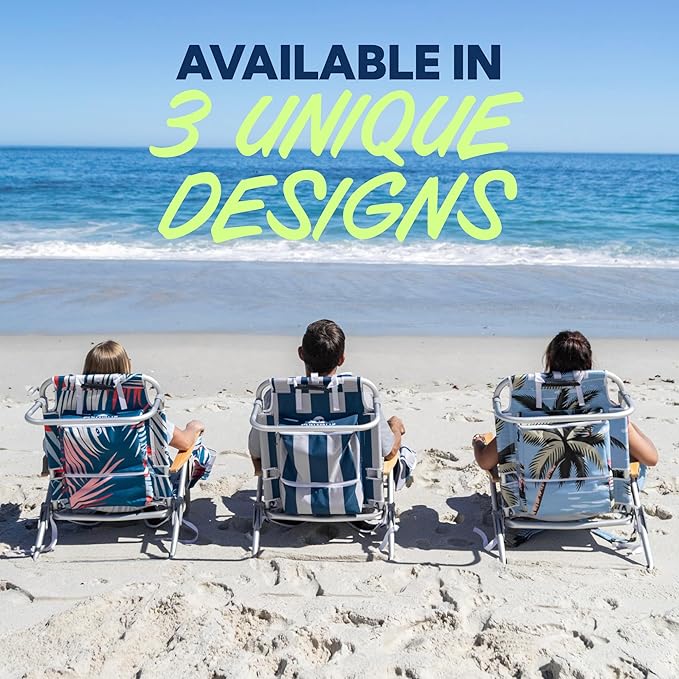 SUN NINJA Beach Chair – Folding Chair for Beach with 5 Reclining Positions, Cup & Phone Holder, Insulated Back Storage Pouch, Portable Lightweight Aluminum Frame - Flamingo 2pc