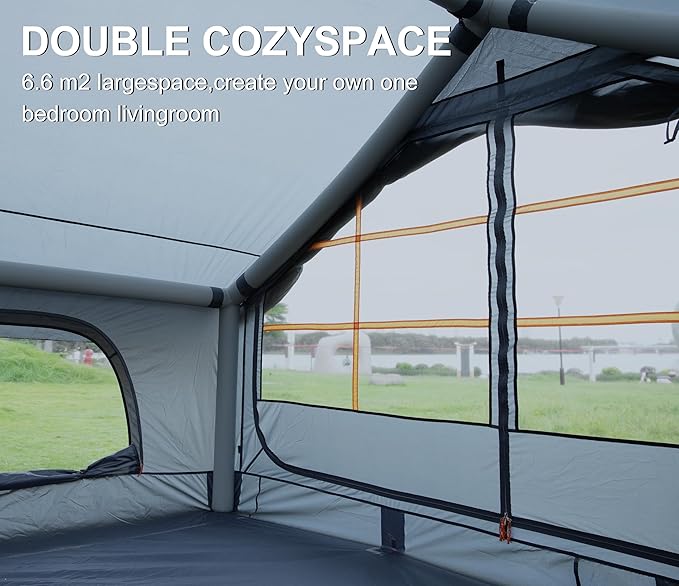 SHANQUAN Inflatable Tent with Pump,4-6 Person Instant Glamping Camping Tents House, Easy Setup Blow Up Family Tents for 4 Seasons Waterproof Inflatable Tent for Camping with Mesh Windows.
