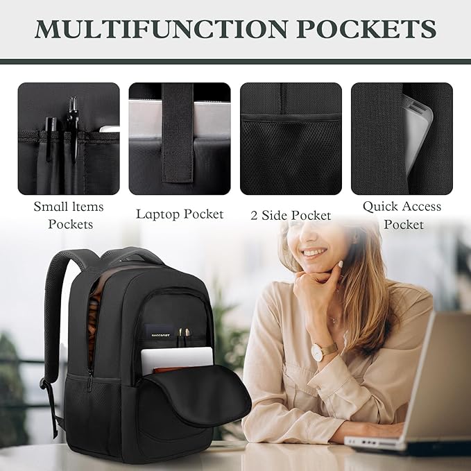 Travel Laptop Backpack, 17 Inch Extra Large Laptop Backpack For Men Women, Airline Approved Big Backpacks for Business Work College School Computer Bag, Travel Daypack Bag Gifts for Men, Black