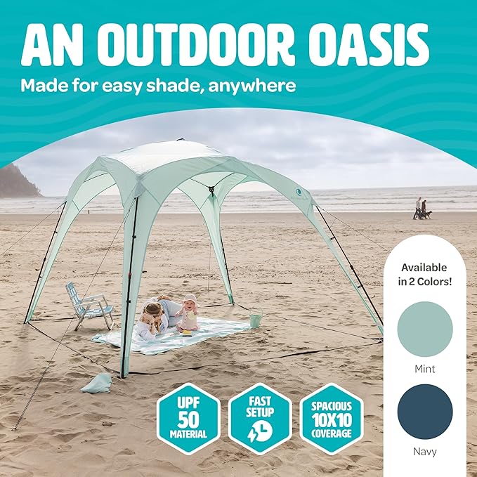 Pop Up Sun Canopy Shelter - Lightweight, Portable Outdoor Shelter with UPF 50+ Sun Protection & Easy Setup - Stable for Windy Conditions, Ideal for Beach, Picnic, Camping & More (Sweet Mint)