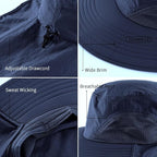 Home Prefer Outdoor UPF50+ Sun Hat Wide Brim Mesh Fishing Hat with Neck Flap
