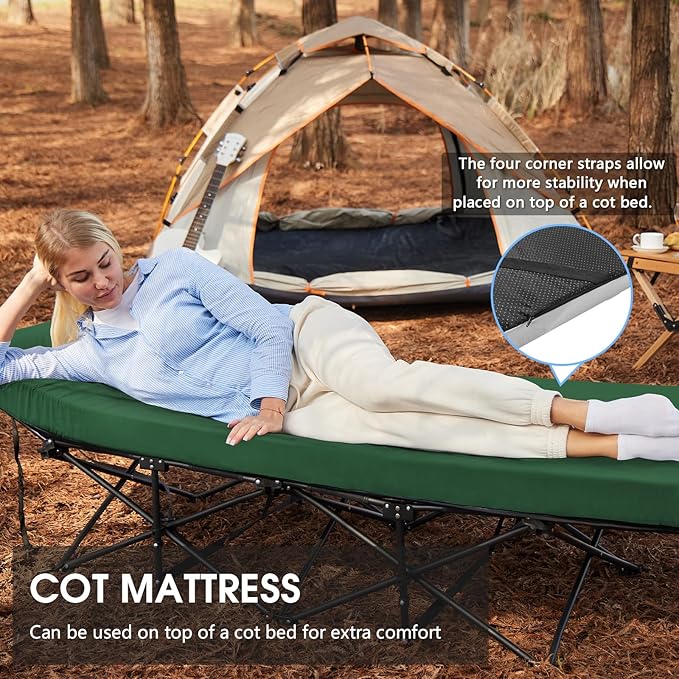 CYMULA Memory Foam Camping Mattress Pad,3inch Sleeping Pad for Camping,Non-Slip Bottom Floor Cot Car Mattress Bed with Retaining Portable Roll up Mattress Pad Mat for Travel Truck Guest Bed Tent