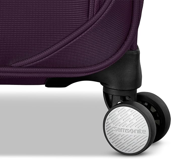 Samsonite 2-PC Soft-Sided 21/25” (Carry-On & Medium Checked), Lightweight Expandable Element Luggage Set: 2 Front Pockets & Side Pocket, Four Spinner Wheels, Adjustable Handle, Durable- Purple