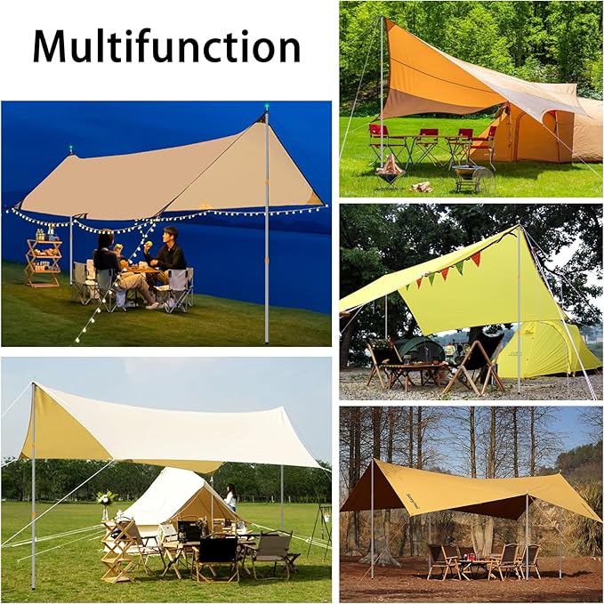 SANLIKE Telescoping Tarp Pole Heavy Duty Tent Poles, 33"-86.6"/94" Thickened Tube Collapsible Stainless Steel Canopy Poles for Camping Backpacking Hiking Awning Sun Sails Outdoor Sports, Set of 2