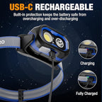 WORKPRO Rechargeable Headlamp, 1200LM Super Bright Head Lamp with White Red Light, Motion Sensor, Memory Function, Shockproof & IPX6 Waterproof Headlight for Camping, Hiking, Fishing, Repair