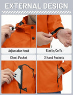 TACVASEN Men's Rain Jacket Lightweight Windbreaker with Hooded Water Resistant Outdoor Raincoat for Hiking Travel Camping
