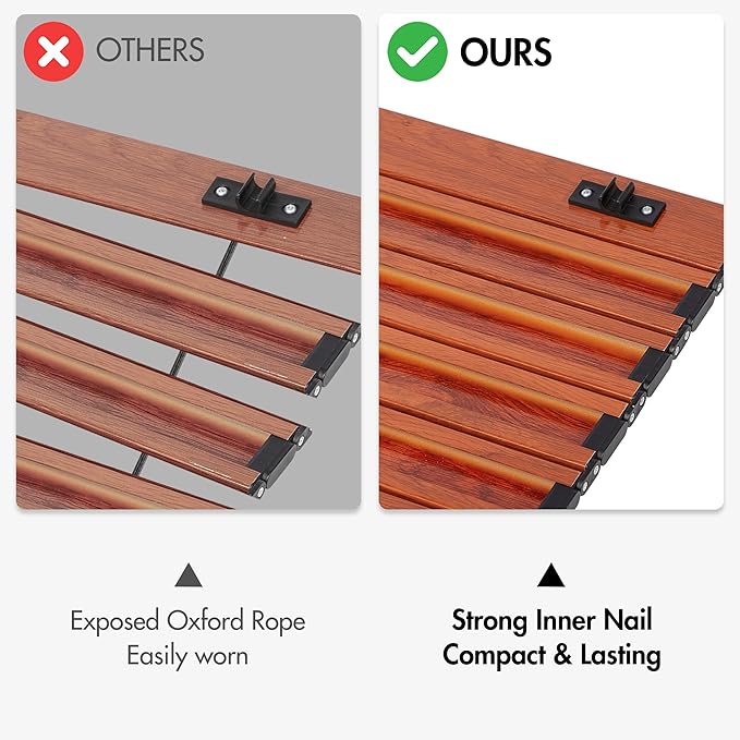 PORTAL Lightweight Aluminum Folding Square Table Roll Up Top 4 People Compact Table with Carry Bag for Camping, Picnic, Backyards, BBQ, Brown