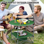 Portable Lightweight Folding Camping Table - Collapsible Foldable Picnic Camp Table with Cooler 4 Enlarged Upgraded Cup Holders and Carry Bag for Tailgating Beach BBQ RV Hiking Party Travel