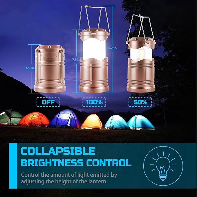 Lichamp LED Camping Lantern, 4 Pack Battery Powered Flashlight for Power Outages, Portable Collapsible Hanging Light Essential for Home, Outdoor, Emergency Lamp Survival Kit Gear for Hurricane,B4RG