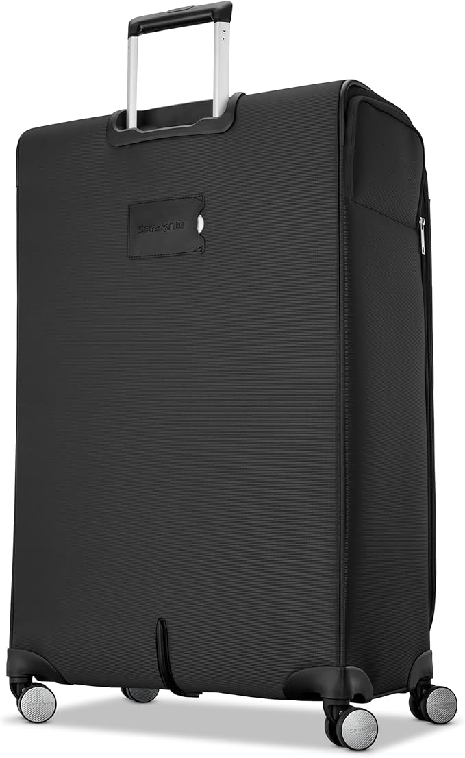 Samsonite Soft-Sided 29-Inch Lightweight Large Checked Expandable Element Suitcase: Durable, 360° Spinner Wheels, Adjustable Telescopic Handle, 2 Front & 1 Side Pocket- Black