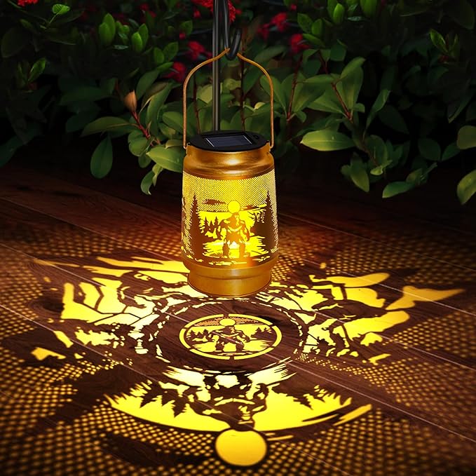 Solar Lantern Outdoor Waterproof Gorilla Garden Decor Christmas Gifts for Women Mom Grandma Hanging Solar Lights Metal Decor for Outside,Backyard,Patio