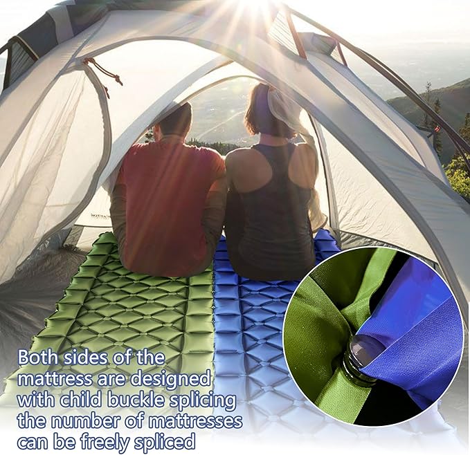 ONTYZZ Sleeping Pad Ultralight Inflatable Sleeping Pad with Built-in Foot Pump Upgraded Durable Compact Camping Air Pad for Camping Hiking Traveling, Blue