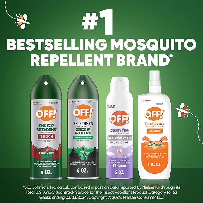 OFF! Deep Woods Insect Repellent Aerosol, Bug Spray with Long Lasting Protection from Ticks and Listed Bugs, 6 oz