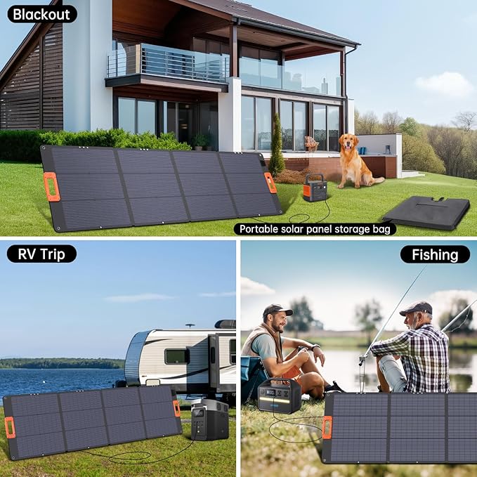 N-Type 16BB 200W Portable Solar Panel for Power Station,ETFE Foldable Solar Panel High 25% Efficiency IP68 Waterproof Solar Panels Kit for Outdoor Camping RV Backuot