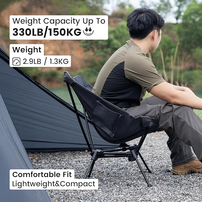 ONETIGRIS Tigerblade Camping Chair, Lightweight Folding Backpacking Hiking Chair, Compact Portable 330 lbs Capacity