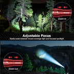 RECHOO LED Flashlight 2 Pack Red, Tactical Flashlights High Lumens with 3 Modes, Pocket Small Flash Light, Waterproof Zoomable Flashlights for Home Emergency, Camping Essentials (Battery Included)