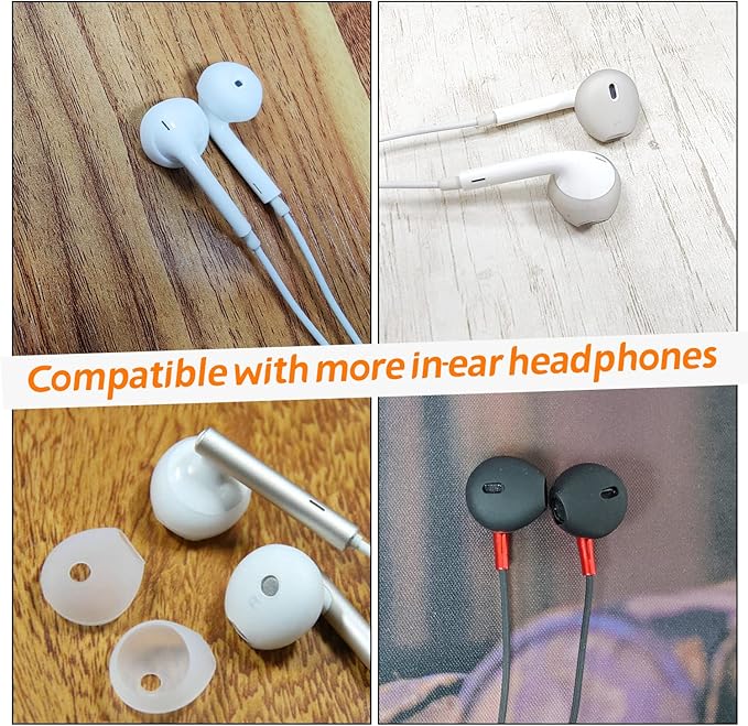 EKIND 4 Pcs Ear Cover Tips Anti-Slip Silicone Soft Replacement Sport Earbud Tips Compatible for iPhone 7 / 6S / 6 Plus / 5S / 5C / 5 Headphones Earphones Protective Accessories (White)