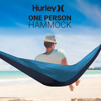 Hurley Duo Camping Hammock - 1 Person Portable Hammock for Camping, Heavy Duty with Parachute Nylon Fabric - Camping Accessories & Gear for Outdoor Activities - Holds Up to 400lbs, Nav Blu/Lake BL