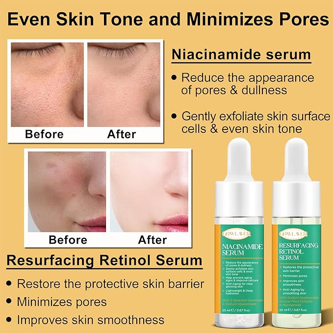 Lifting & Firming Anti-Aging Skin Care Set Kit for Women Teens,Niacinamide Retinol Serum,Hyaluronic Acid Serum,Skincare Gift Set,Facial Skin Care Products,Face Care Routine Kit Christmas Gift Women