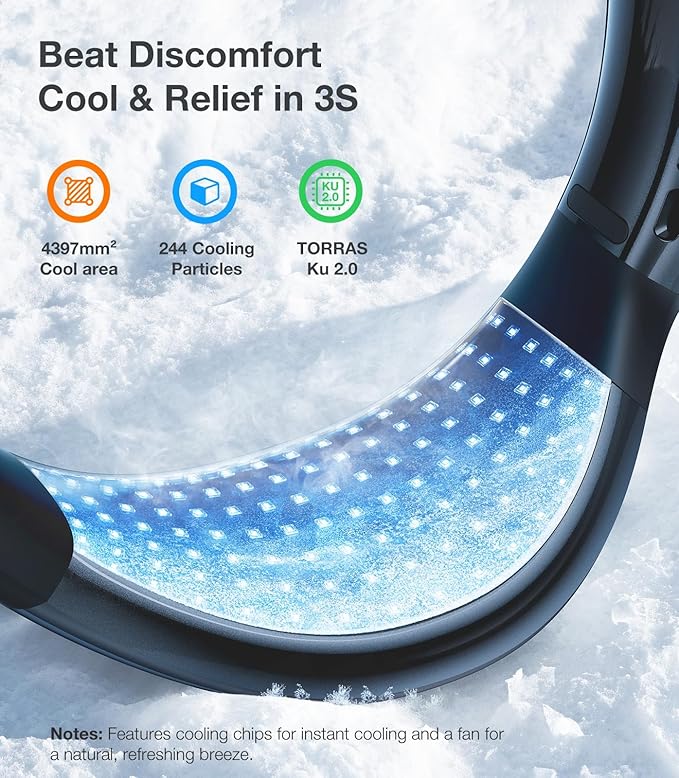 TORRAS COOLiFY Air 2025 Upgraded Neck Fan Air Conditioner, Dual-Airflow Pro Cooling, Ultra Light Portable Fan Rechargeable, Personal Cooling Fan Travel Essentials, Gifts for Dad Husband Father, Black