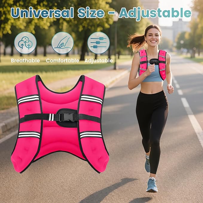Weighted Vest, 8lb/12lb/16lb/20lb/25lb/30lb Weight Vest with Two Adjustment Straps for Men Women, Weight Vests with Reflective Stripe for Strength Training, Running, Jogging, Walking