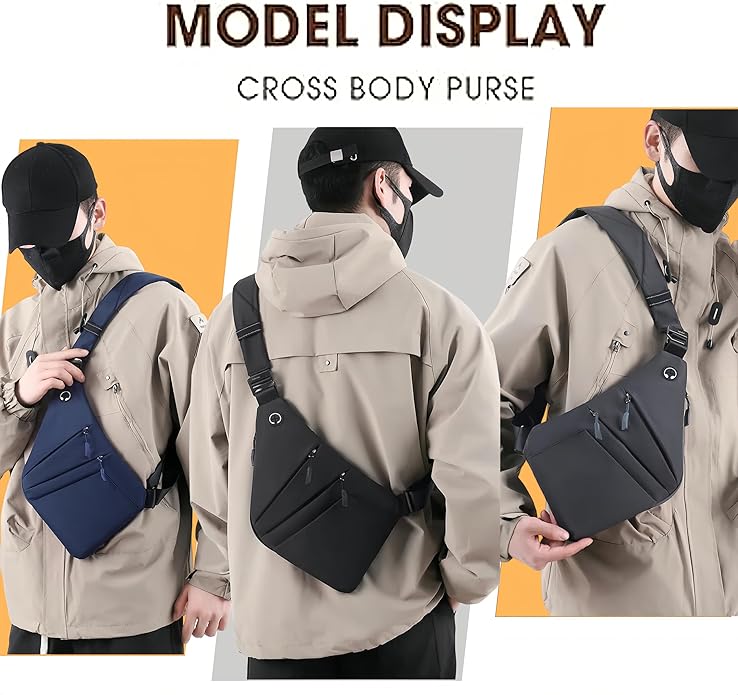 Crossbody Travel Bags for Women, New Theft Proof Safe Slim Sling Travel Purses, Personal Flex Shoulder Bag for Men Women