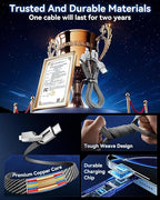 [One is Enough] 4-in-1 Compatible with USB C to Lightning Cable, 240W High-Speed Charging & Fast Data Transfer,CarPlay & Android Auto Support Multi Charger Cord Combo for iPhone/Samsung/iPad,3FT