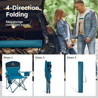 ALPHA CAMP Camping Chair 2 Pack Portable Chair with 3-Can Cooler Folding Chair with Side Pocket and Cup Holder, Collapsible for Camping, Tailgates, Beach, Fishing and Sports,2PC