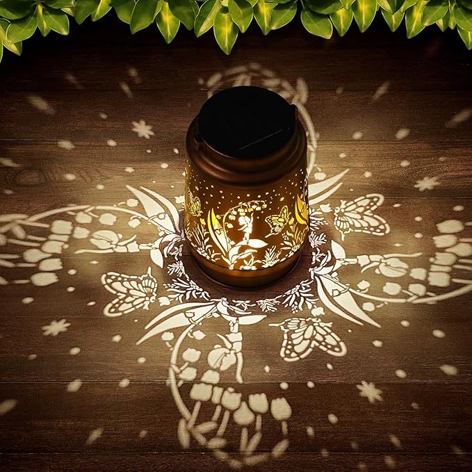 Solar Lanterns Outdoor Waterproof Butterfly Fairy Garden Decorations Gifts for Women Gifts for Mom Grandma Birthday Gifts Hanging Solar Lanterns Outdoor for Garden Decoration, Patio, Lawn, Passageway