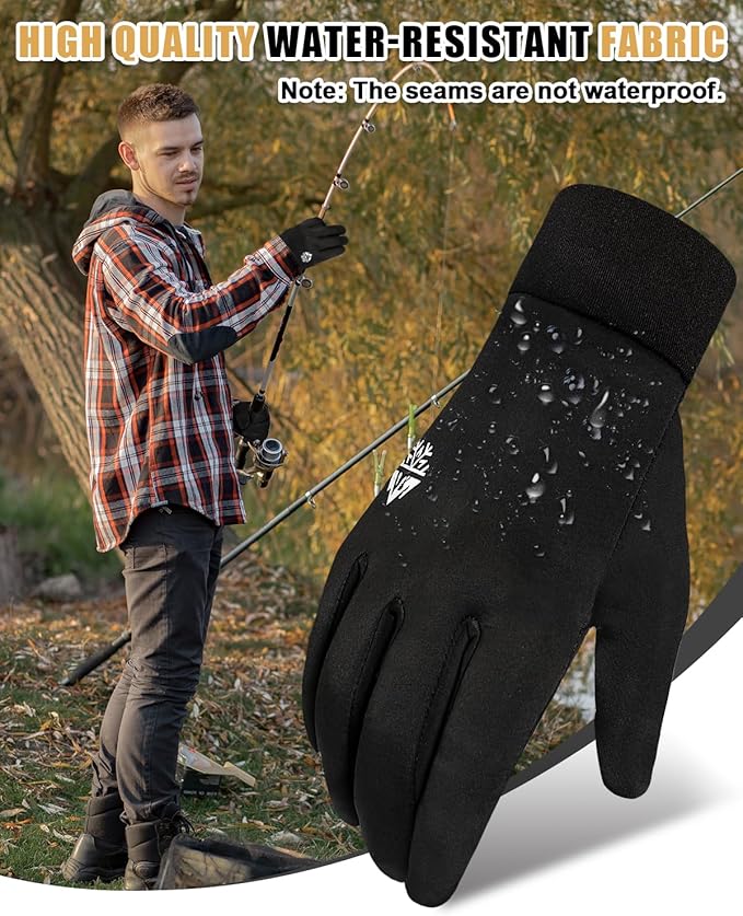 RIGWARL Winter Gloves Men and Women Medium-Thick, Gloves for Cold Weather with Thermal Plush, Touchscreen Running Glove Adjustable Zippered Wrist for Walking The Dog Hiking Camping Cycling Work