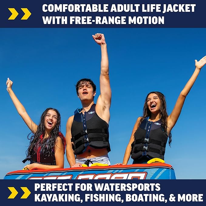 WOW Sports Life Jacket, US Coast Guard Approved Life Vest For Fishing, Kyaking, & Boating PFD, Red - 2XL/3XL
