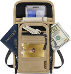 Travel Neck Wallet RFID Blocking – Hidden Passport Holder & Anti-Theft Money Pouch for Men & Women, Lightweight Concealed Undergarment Organizer with Adjustable Strap, Secure Document Holder