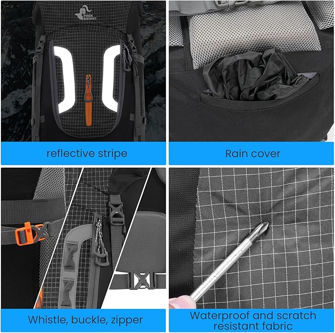 Bseash 80L Waterproof Hiking Camping Backpack with Rain Cover, Lightweight Outdoor Sport Travel Daypack for Climbing Touring (Army Green)