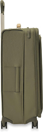 Briggs & Riley 29" Large Expandable Spinner - Checked Luggage for Travel, Suitcases with Wheels, Softside Rolling Bag for Men & Women, Self-Repairing Zipper - Baseline Collection, Olive