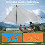 Camping Tarp with Poles & Retainer,15x12.5FT Large Waterproof 210D Oxford Cloth Camping Canopy, Anti-UV UPF100+ Tent Tarp Car Awning for Outdoor, Picnic, Hammock, Car, Backpacking (Green)