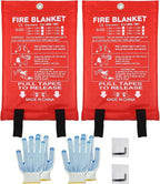 Home Emergency Fire Blankets 40“ x 40” Fiberglass Fire Blankets Essential Emergency Fire Blankets for Home and Kitchen 2 Packs