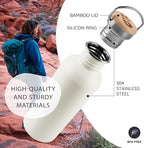 Bambaw Stainless Steel Water Bottle 16 oz - Non-Insulated, Dishwasher Safe, for School - Small Size Metal Bottle - Polar White