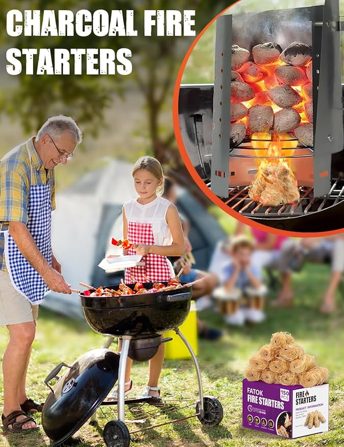 150pcs Fire Starter, Natural Tumbleweed Fire Starters for Campfires, Fireplace, Fire Pit, BBQ, Chimney, Pizza Oven, Pellet Stove & Wood, Charcoal Starter for Grill (150pcs)