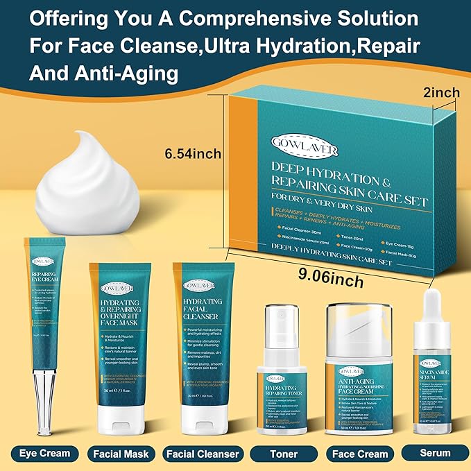 Skin Care Set for Teens Womens,Anti-Aging Deeply Hydrates Repairs Skincare Gift Set for All Skin,Facial Skin Care Products Routine Kit Christmas Beauty Gift Set for Women Stocking Stuffers
