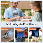 KITWLEMEN 14500mAh Portable Waist Fan - Personal Clip on Belt Fan, Dual Air Outlet, 5 Speed 35H Cooling, Rechargeable Battery Operated, Wearable with Lanyard & Light for Camping, Travel, Jobsite