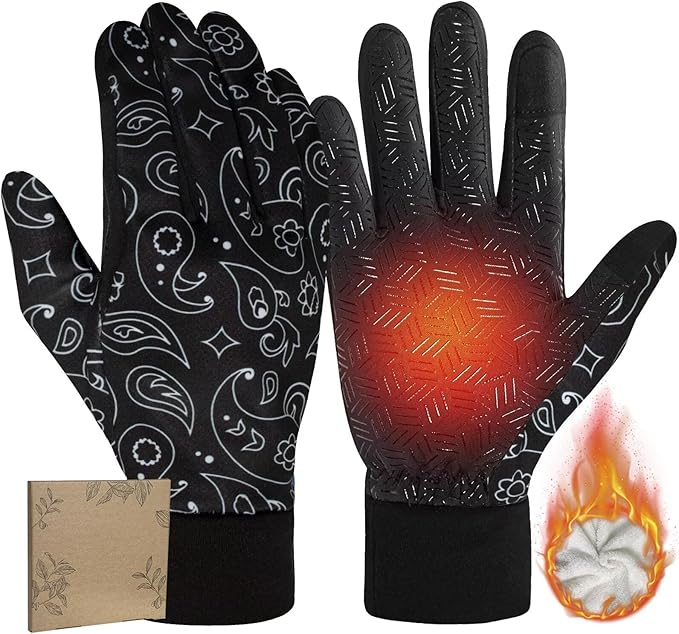 Pixel Panda Running Gloves for Men, Winter Warm Bike Glove for Smart Phone Texting with Non-Slip Silicone Gel - Thermal Windproof and Waterproof for Running, Cycling, Driving