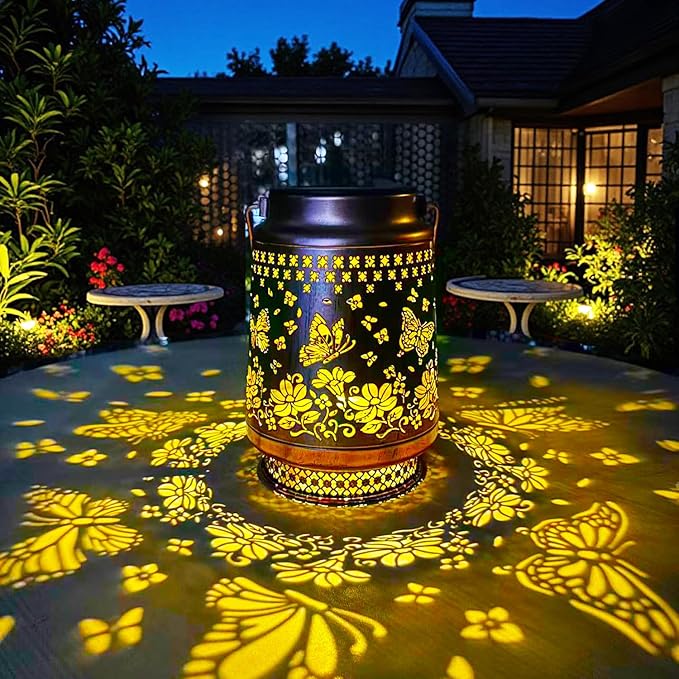 Butterfly Solar Lantern,Hanging Butterfly Solar Lights for Outside,Garden Decor Birthday Gifts for Grandma Women Mom Sister,Decorative for Yard Backyard Patio Deck Porch