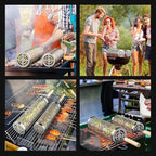 Rolling Grilling Baskets for Outdoor Grill, 2 Pcs BBQ Grill Basket, Stainless Steel Barbeque Grill accessories set, Camping Picnic Cooking Tools for Vegetable/Shrimp/Chicken, Gifts for Men Dad Husband