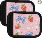Strawberry Blue Bow Luggage Handle Wrap for Suitcase Luggage Tags Handle Covers Identifiers Soft Decorations Travel Accessories 2 Pack