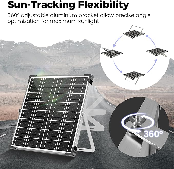 Solar Panel Kit 20W 12V, Solar Battery Trickle Charger Maintainer, Waterproof Solar Panel + Upgrade Charge Controller + Adjustable Mount Bracket for Boat RV Motorcycle Marine