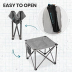 FUNDANGO Folding Camping Stool, 18.1 Inch Oversized Foot Stools 400 Lbs Heavy Duty Portable Padded Seat Anti-Slip Foots & Carry Bag for Fishing Outdoor Lawn Travel (Grey)