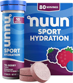 Nuun Sport Electrolyte Tablets with Magnesium, Calcium, Potassium, Chloride & Sodium, Gluten Free & Vegan, Tri-Berry, 8 Pack (80 Servings Total)