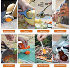 Camping Cooking Utensils Set Grilling Cookware Camp Kitchen Rotating Marshmallow Roasting Sticks BBQ Forks, Portable RV Camping Essentials Camper Must Haves for Cookouts Open Fire Pit